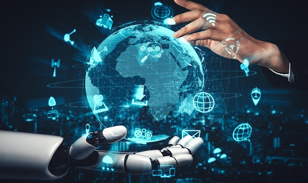 XAI Futura inteligencia artificial y aprendizaje automático para robot droide de IA o cyborg