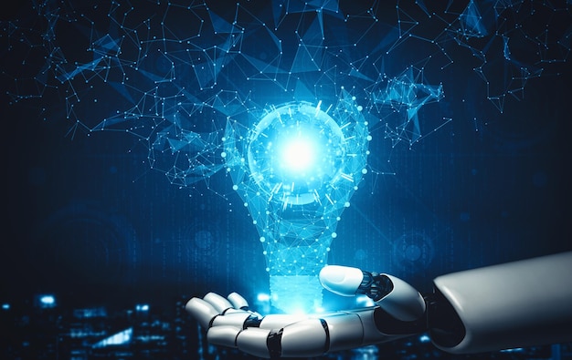 XAI Futura inteligencia artificial y aprendizaje automático para robot droide de IA o cyborg
