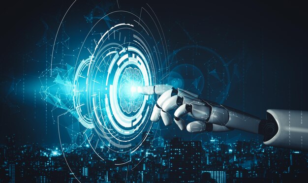 XAI Futura inteligência artificial e aprendizagem de máquina para robô droide AI ou cyborg