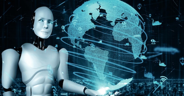 Xai robot futurista inteligencia artificial humanoide ai analítico de transporte