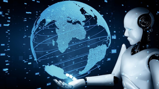 XAI (robot futurista, inteligencia artificial, humanoide, tecnología analítica de datos de IA)