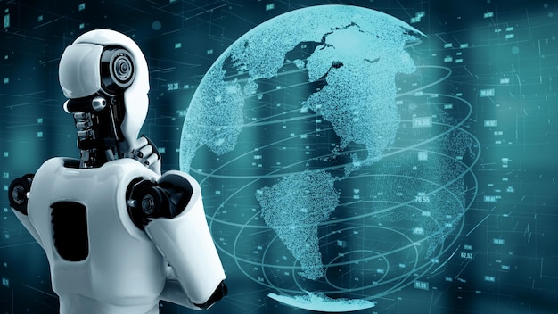 XAI (robot futurista, inteligencia artificial, humanoide, tecnología analítica de datos de IA)