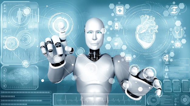 XAI Tecnología médica del futuro controlada por un robot de IA que utiliza el aprendizaje automático