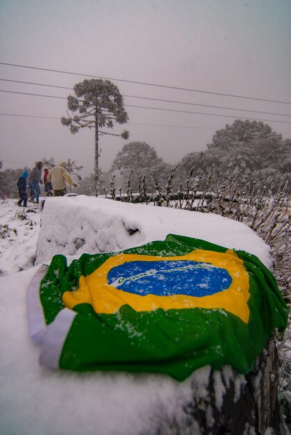 Foto xasnow in brazilxanas regiões frias e serranas de santa catarina nos meses frios de maio junho e julho a neve costuma se formar