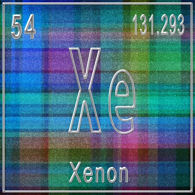 Foto xenon-chemisches elementzeichen mit ordnungszahl und atomgewicht