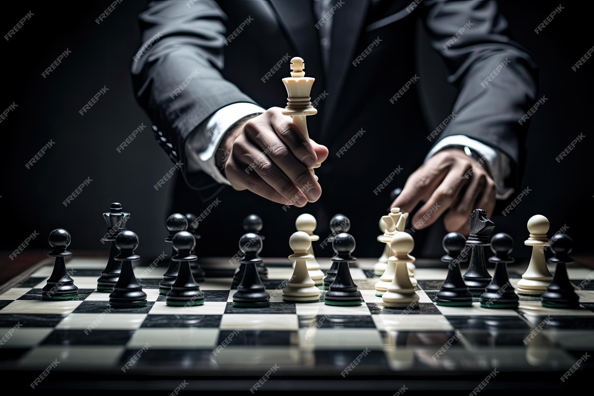 Idéias De Estratégia De Negócios, Planejamento Estratégico. Mão Humana  Segurando Uma Peça De Xadrez Dourado Está Jogando Um Jogo Para Xeque-mate O  Adversário No Tabuleiro De Xadrez. Foto Royalty Free, Gravuras, Imagens