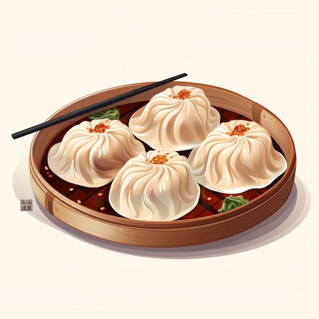 Xiao Long Bao 2D-Vektor-Illustrations-Cartoon mit weißem Rücken