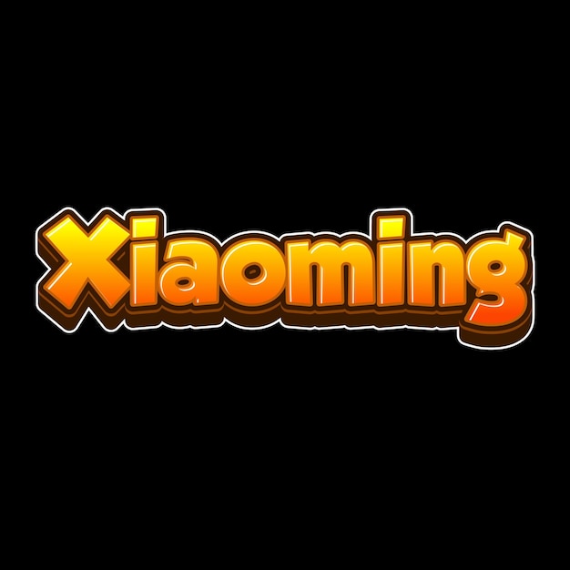 Xiaoming Text 3D Orange Schwarz Hintergrund Foto JPG.