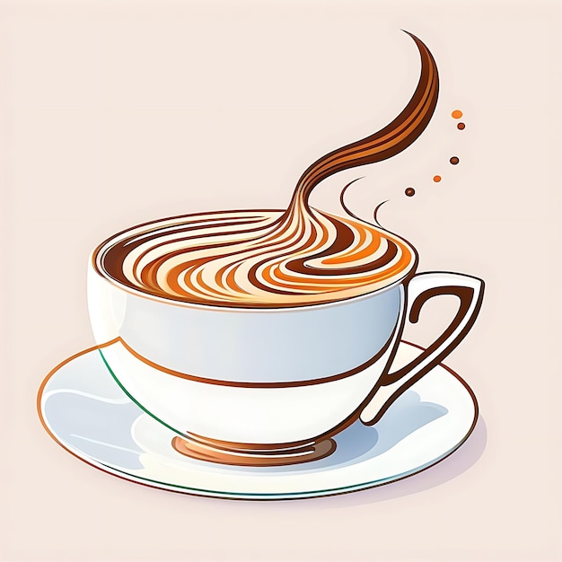 xícara de bebida quente com café estilizado com fumaça Desenho de linha contínua