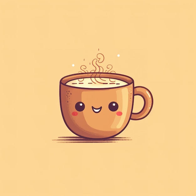 xícara de café bonita em estilo doodle