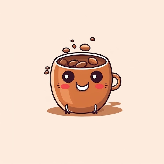 xícara de café bonita em estilo doodle