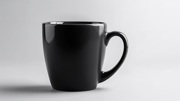 Xícara de café branca vazia isolada no fundo azul Generative AI