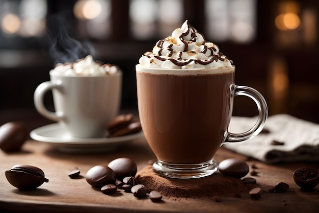xícara de café com chocolate