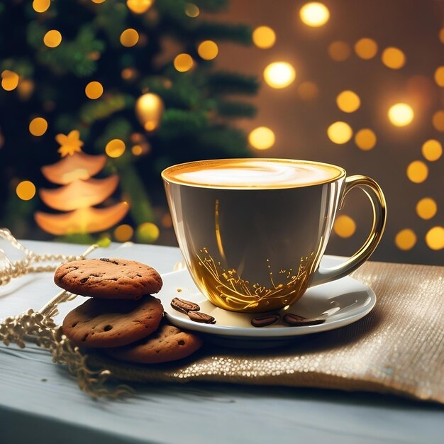 xícara de café de Natal e biscoitos