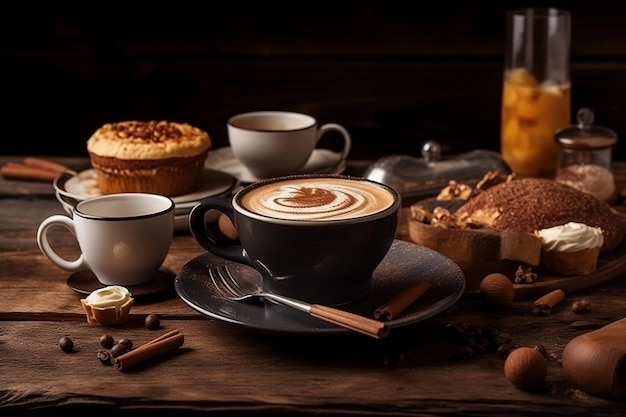 Foto xícara de café e biscoitos ia generativa