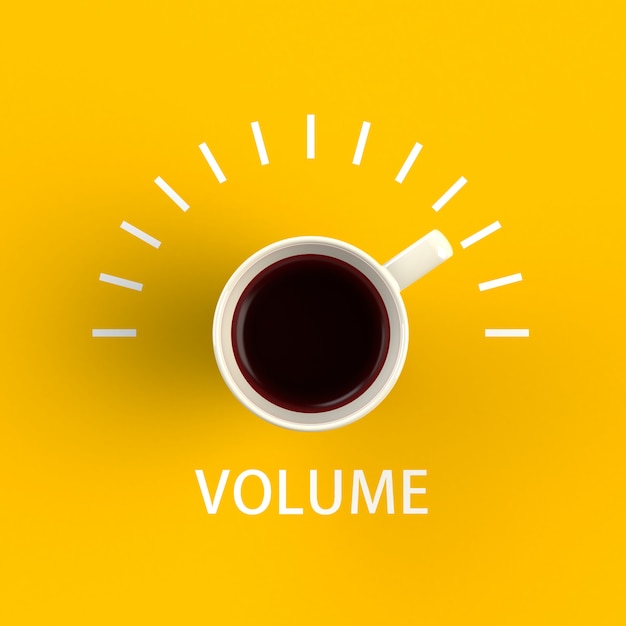 xícara de café em forma de controle de volume em amarelo