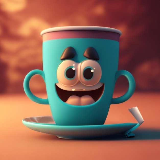 xícara de café feliz ilustração de personagem em quadrinhos