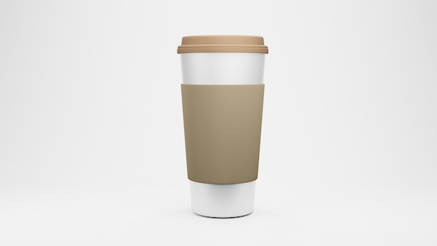 Xícara de café isolada no fundo branco renderização em 3d