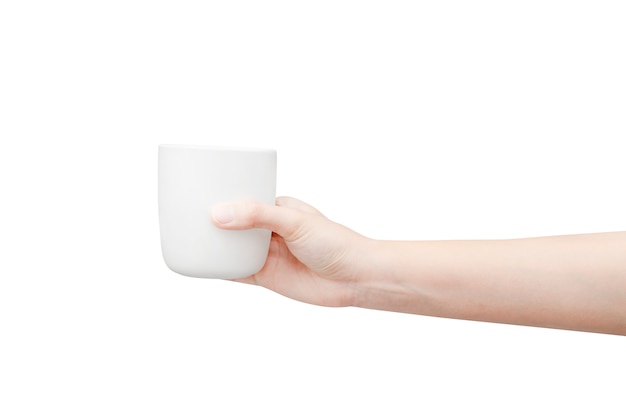 Xícara de café na mão em branco