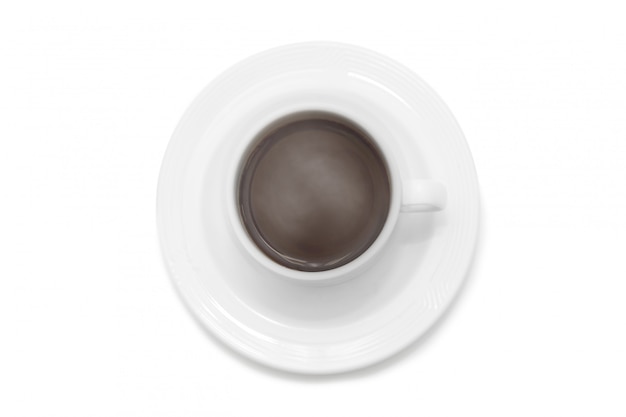 Xícara de café no fundo branco