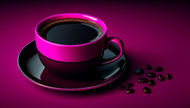 Xícara de café preto e feijão