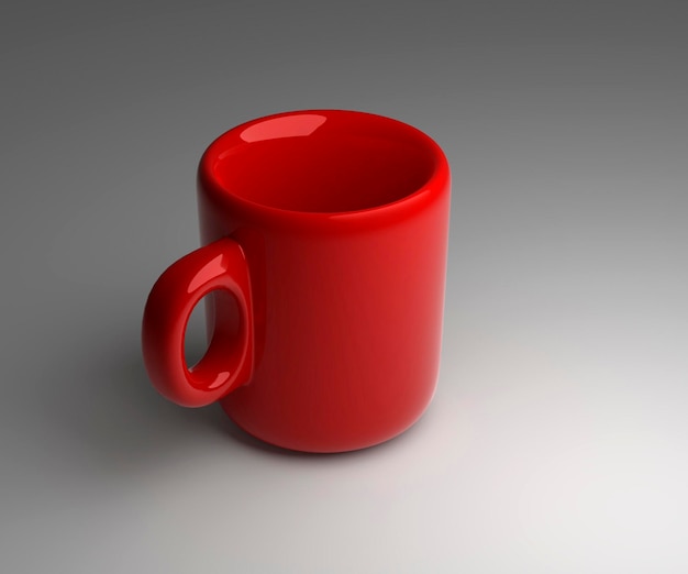 Xícara de café vazia na renderização 3d de fundo cinza