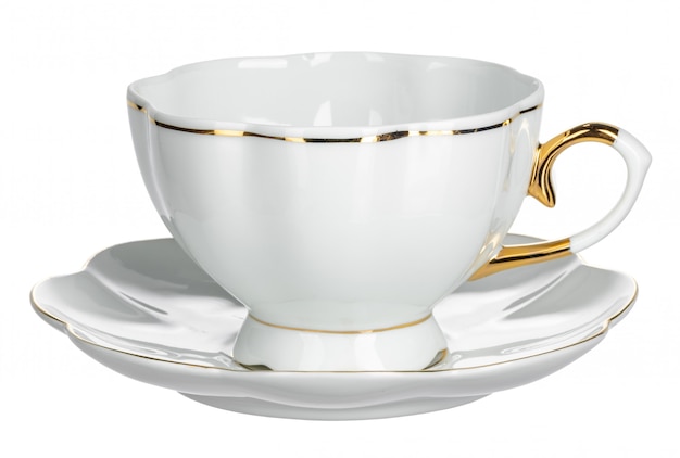 Xícara de chá branco isoolated em uma superfície branca
