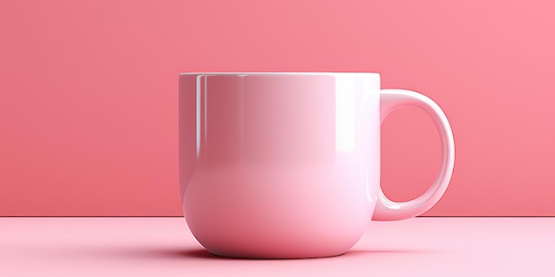 Xícara rosa para chá ou café em um fundo rosa Foto de alta qualidade Generative AI