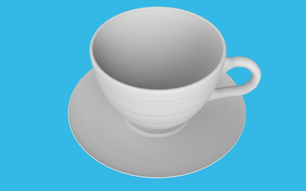 Xícaras de café brancas isoladas em uma imagem de ilustração 3d de fundo