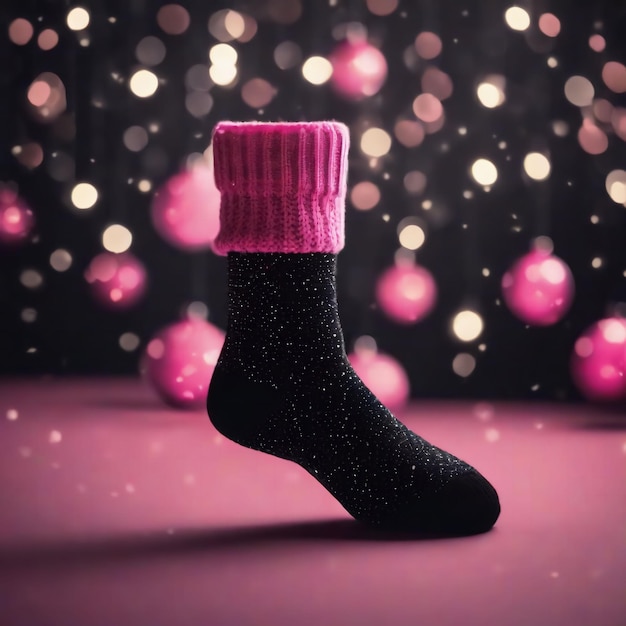 Xmas Schwarze und rosa Socke Pixel Art Design Socken Kreative Kleidung