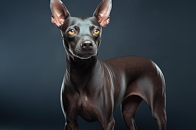 Xoloitzcuintli perro mexicano desnudo sobre un fondo negro Ai arte generativo