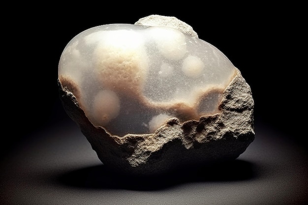 Xonotlita pedra mineral fóssil fóssil cristalino geológico fundo escuro em close-up