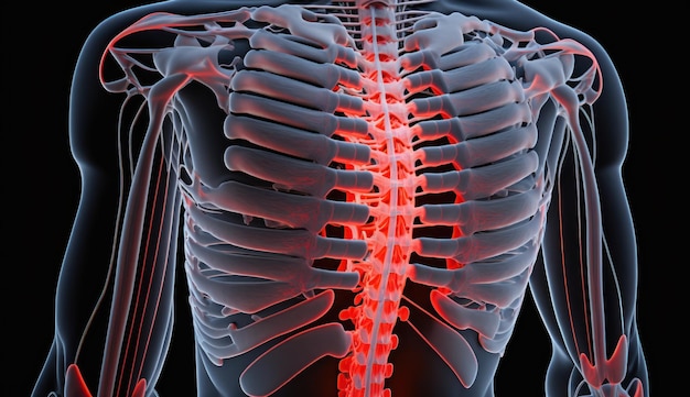 Xray anatomische Rückenschmerzen der menschlichen Wirbelsäule Generative KI