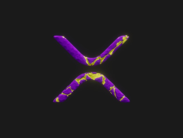 XRP Crypto Letter X Voronoi Extrude Crack Abstract Ilustração 3D