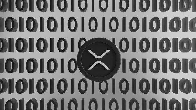 Foto xrp-welligkeit mit binärzahl im hintergrund