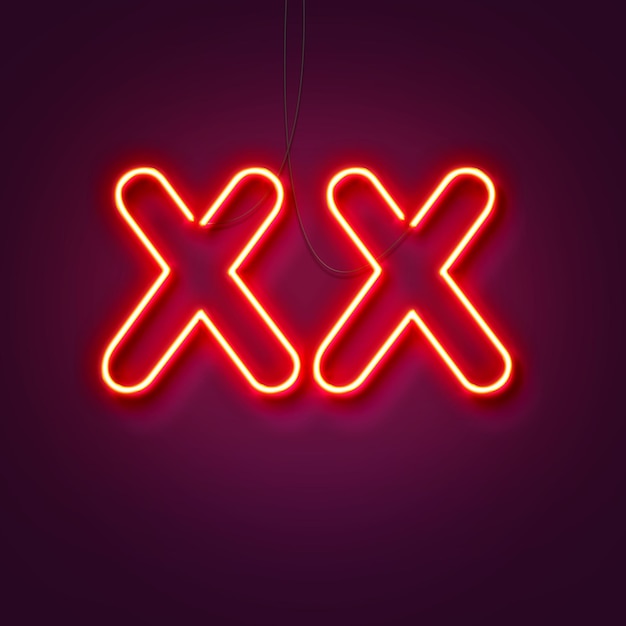 XX - Neon assina um fundo roxo. Plano de fundo dia dos namorados. Renderização 3D