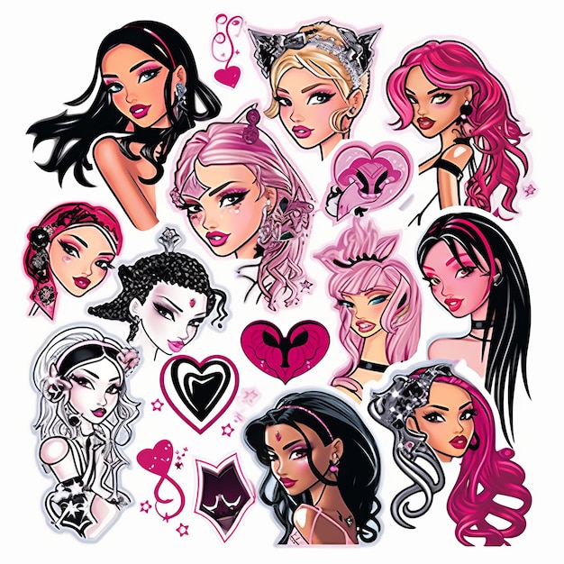 Foto y2k bratz sticker bonanza 20 peças femininas com painel de design sonhoso