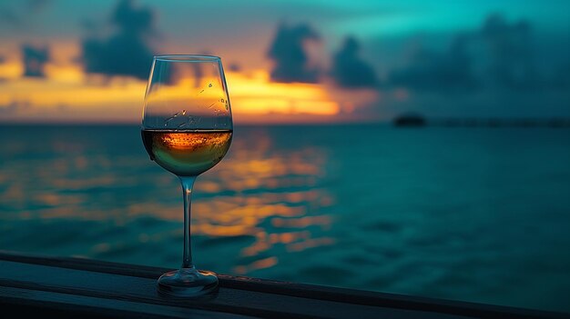 Yachting mit Glas Sonnenuntergang im Indischen Ozean auf den Malediven