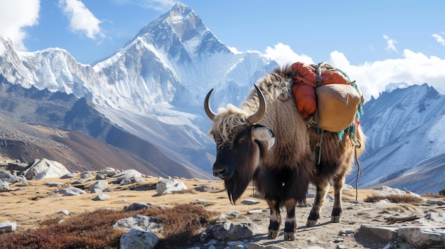 Yak llevando suministros en la región de Khumbu Everest