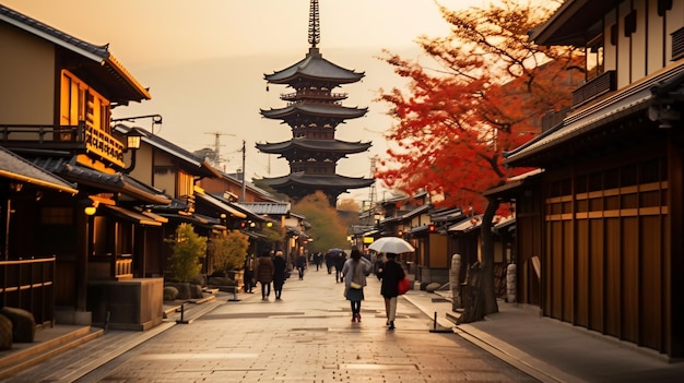 Yasaka-Pagode und Sannen-Zaka-Straße in Kyoto, Japan