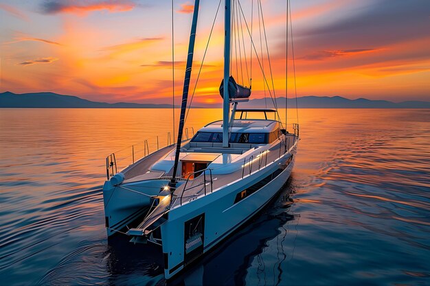 Foto yate a vela al atardecer