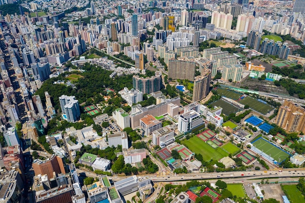 Yau Ma Tei, Hong Kong 10 de septiembre de 2019: Vista superior de la ciudad de Hong Kong