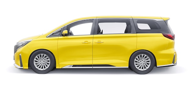 Yellow Minivan family city car Premium Business Car 3D ilustración