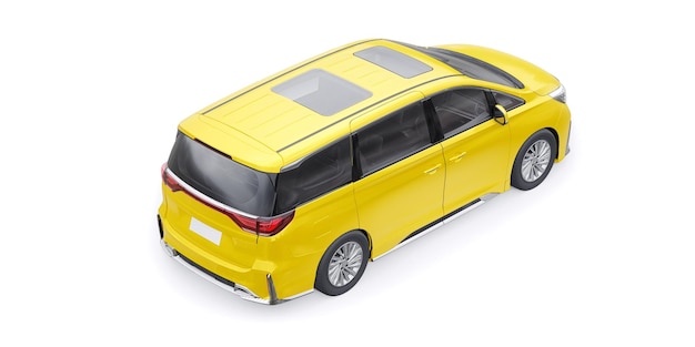 Yellow Minivan family city car Premium Business Car 3D ilustración