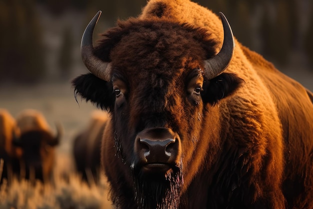 Yellowstone-Bison im Porträt