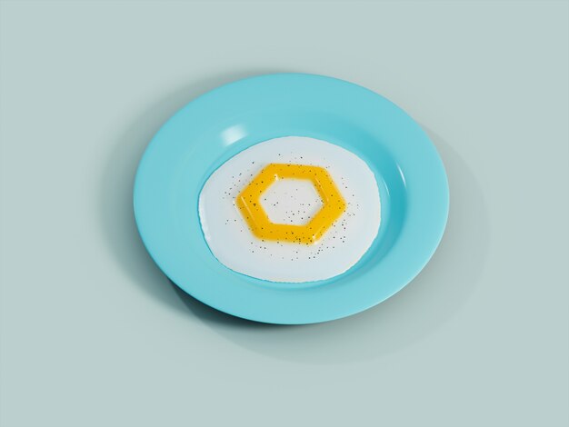 Yema de huevo Chainlink Sunny Side Up Breakfast Crypto moneda Ilustración 3D Render