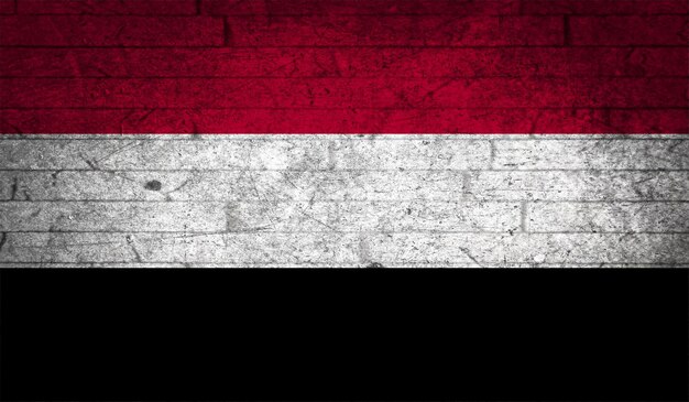 Foto yemen bandera grunge ladrillo pared textura símbolo nacional estilo plano diseño concreto