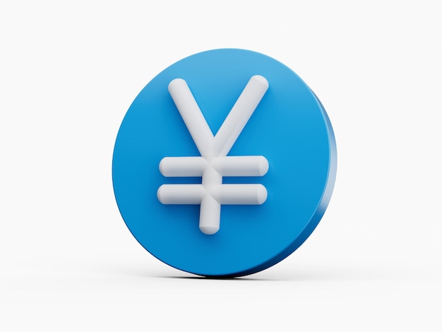 Yen-Symbol blau und weiß 3D-Symbol isoliert 3D-Illustration