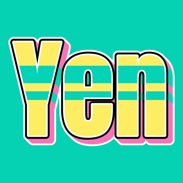 Foto yen tipografía vintage de los años 90 diseño 3d texto amarillo rosa fondo foto jpg