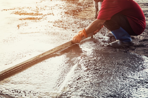 Yesero, screed, hormigón, para, piso, en, edificio